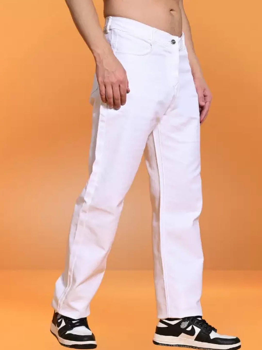 

COMFITS Men Regular Fit Mid-Rise Classic Clean Look Stretchable Jeans, White