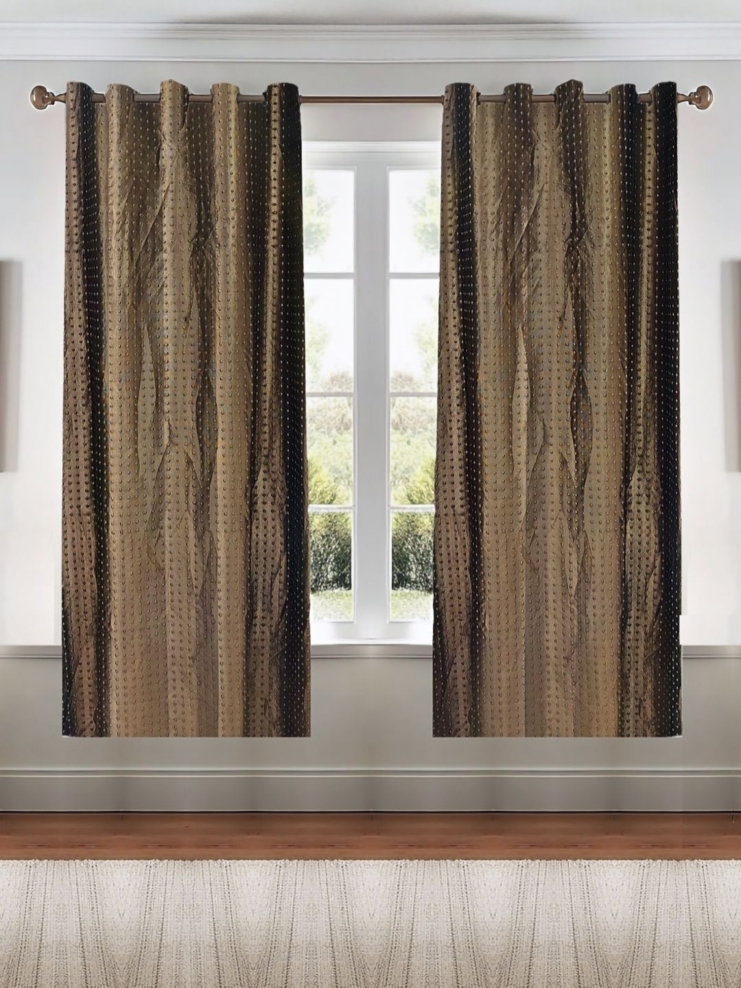 

Kanodia Poly Fab Brown 2 Pieces Room Darkening Window Curtain