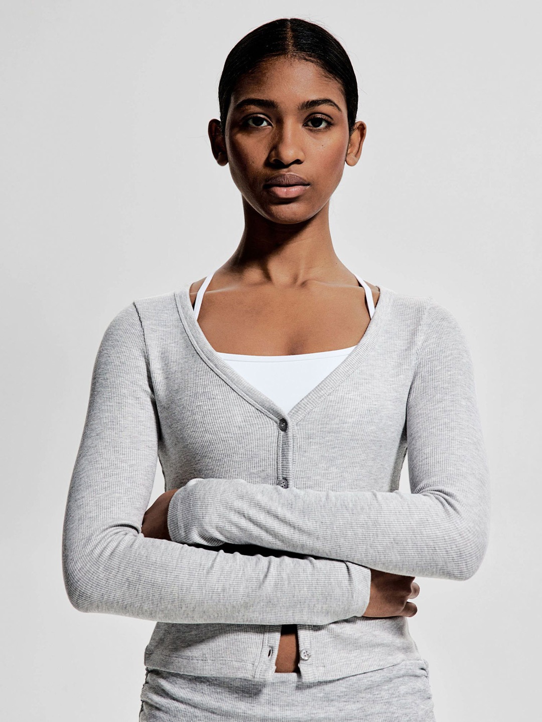 

H&M Women Yoga Cardigan With DryMove, Grey