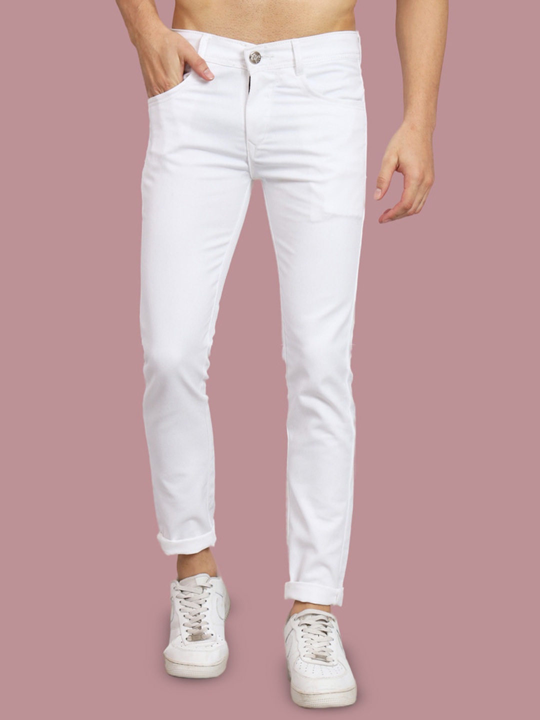 

COMFITS Men Classic Stretchable Mid-Rise Jeans, White