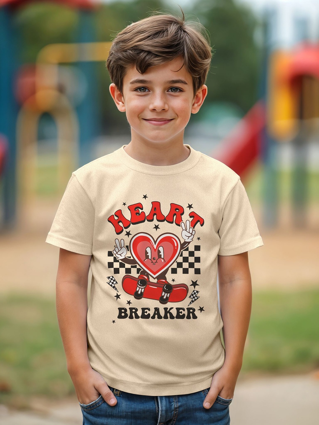 

Provogue Boys Typography Printed T-shirt, Beige
