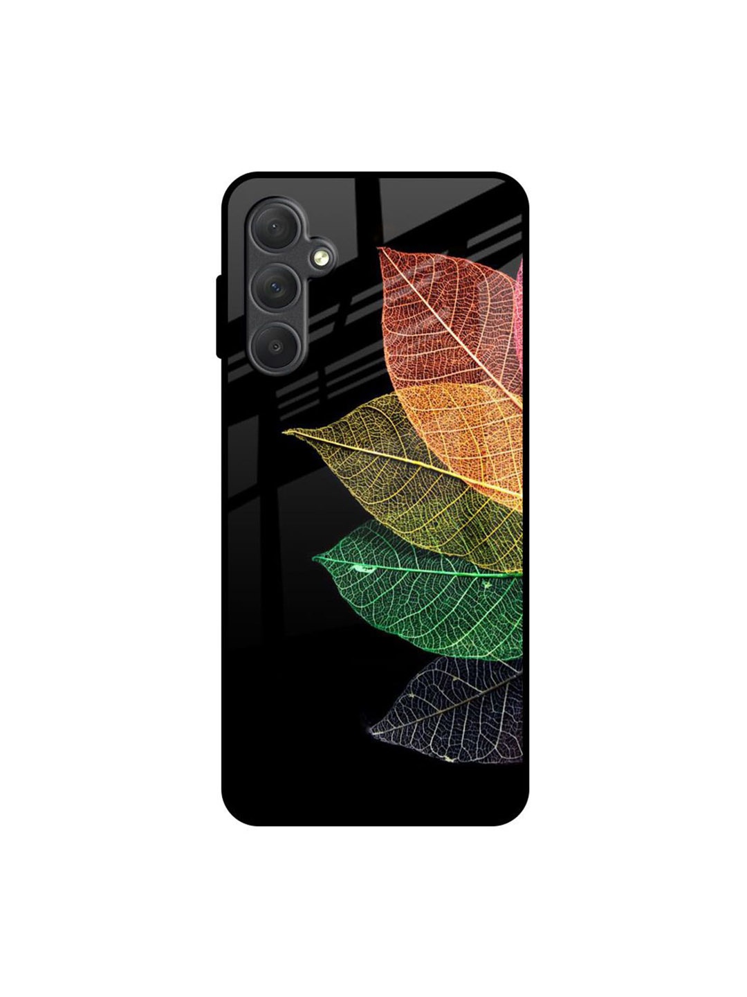 

QRIOH Colorful Leaves Real Samsung Galaxy M54 5G Impact Resistant Back Case, Black