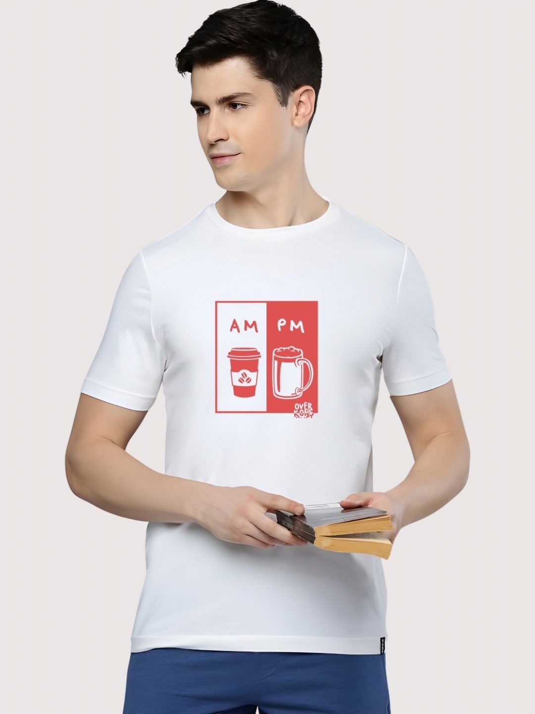 

SZN Men Graphic Printed Round Neck Cotton T-shirt, White