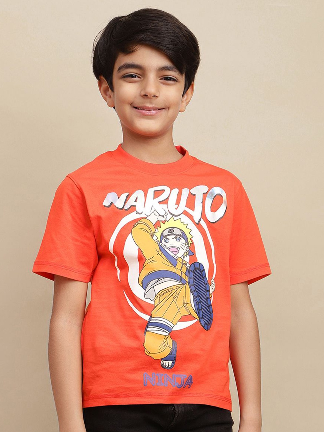 

Kids Ville Boys Naruto Printed Pure Cotton T-Shirt, Orange
