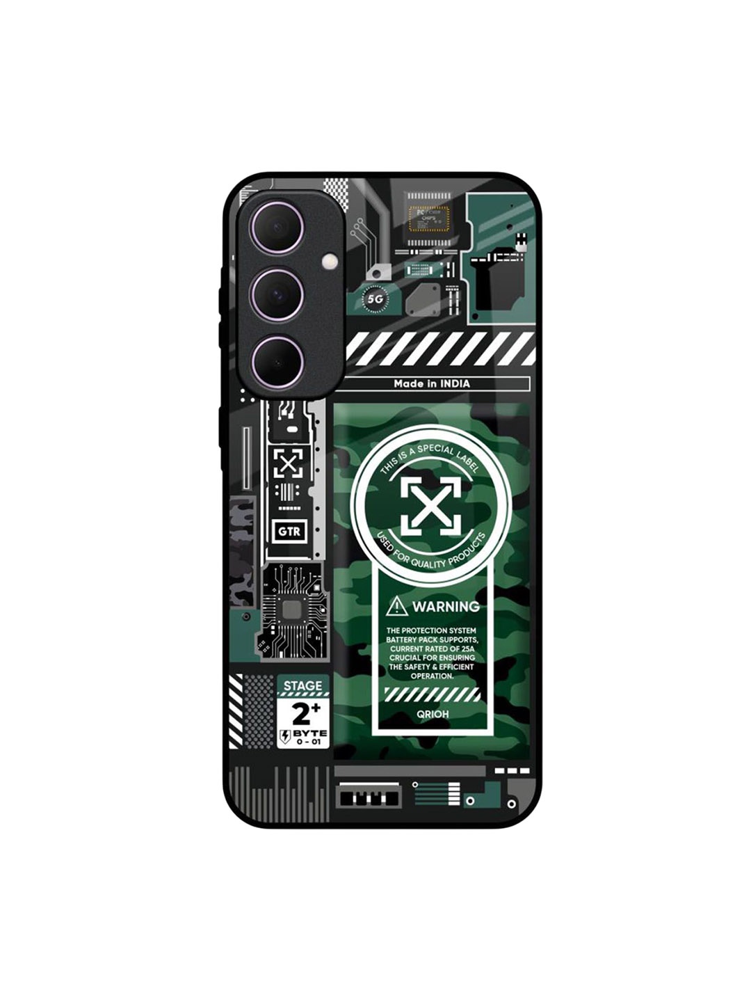 

QRIOH Green Camo Circuit Samsung Galaxy A35 5G Impact Resistant Back Case