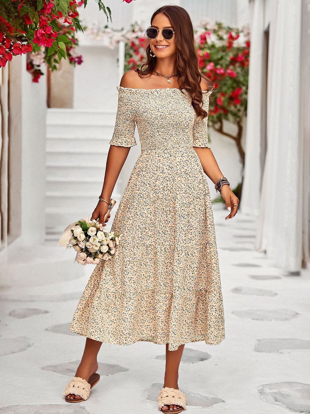 

The Roadster Lifestyle Co One Character Collar Midi Dress, Cream