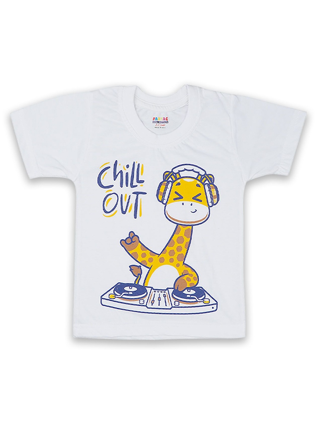 

PARYAG Boys Humour and Comic Printed V-Neck Regular Fit T-shirt, White