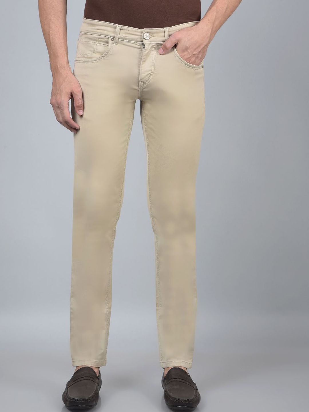 

Crimsoune Club Men Slim Fit Heavy Fade Low-Rise Stretchable Jeans, Beige