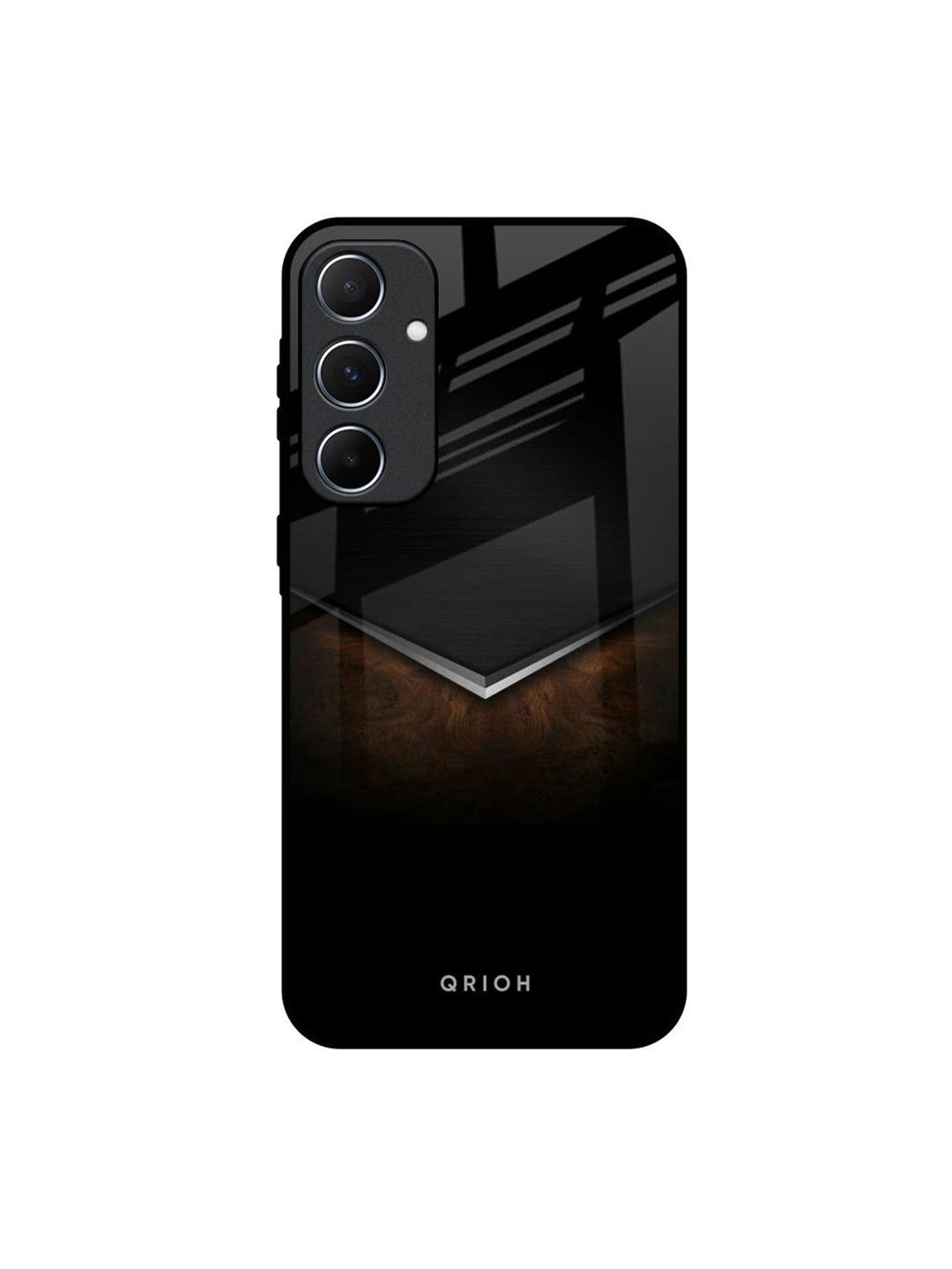 

QRIOH Dark Walnut Real Samsung Galaxy A55 5G Impact Resistant Back Case, Black