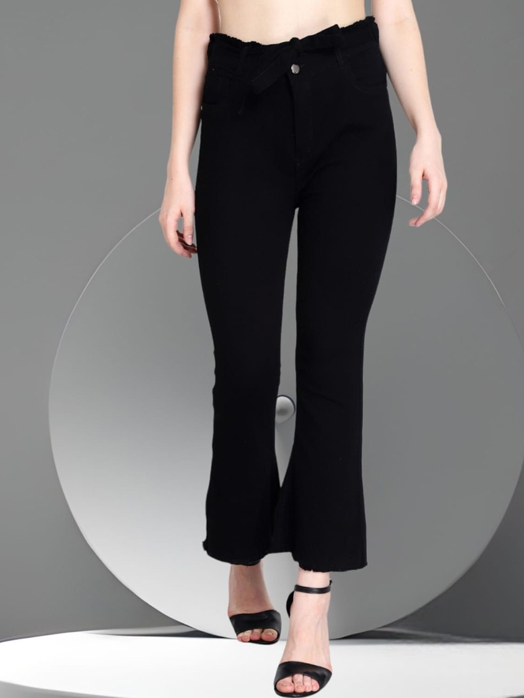 

1DAYJEANS Women Bootcut High-Rise Stretchable Cotton Jeans, Black