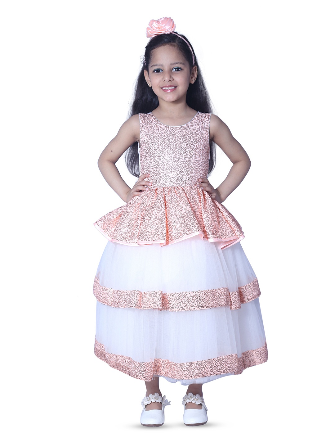 

Wow Princess Girls Embellished Sequined Detail Net Maxi Dress, White