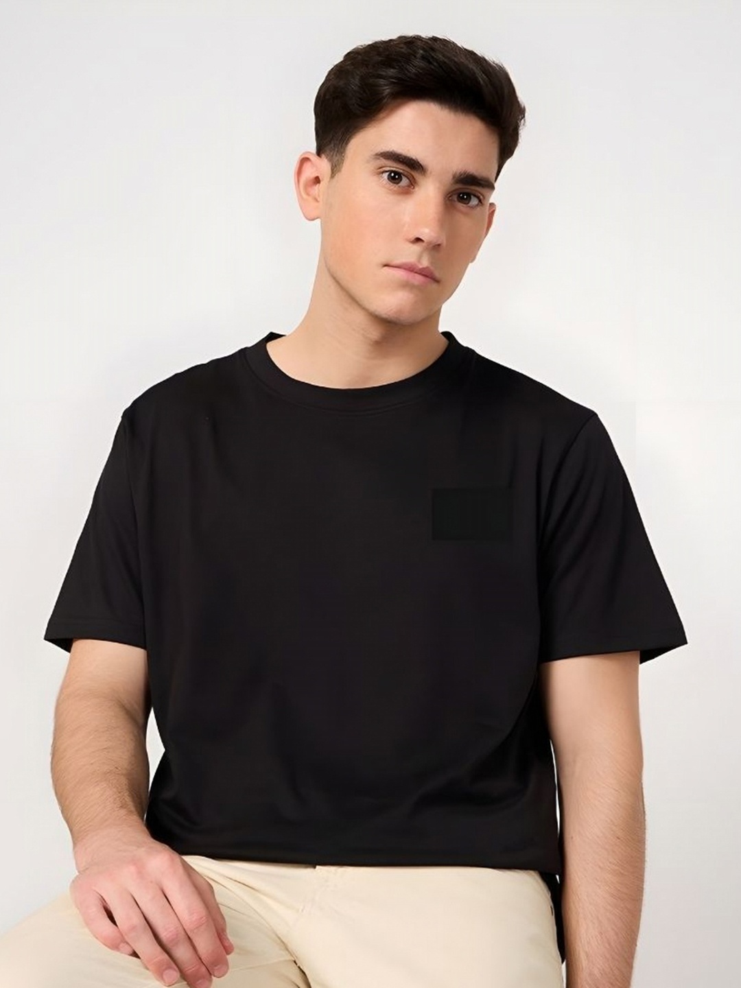 

SZN Men Graphic Printed Round Neck Cotton T-shirt, Black