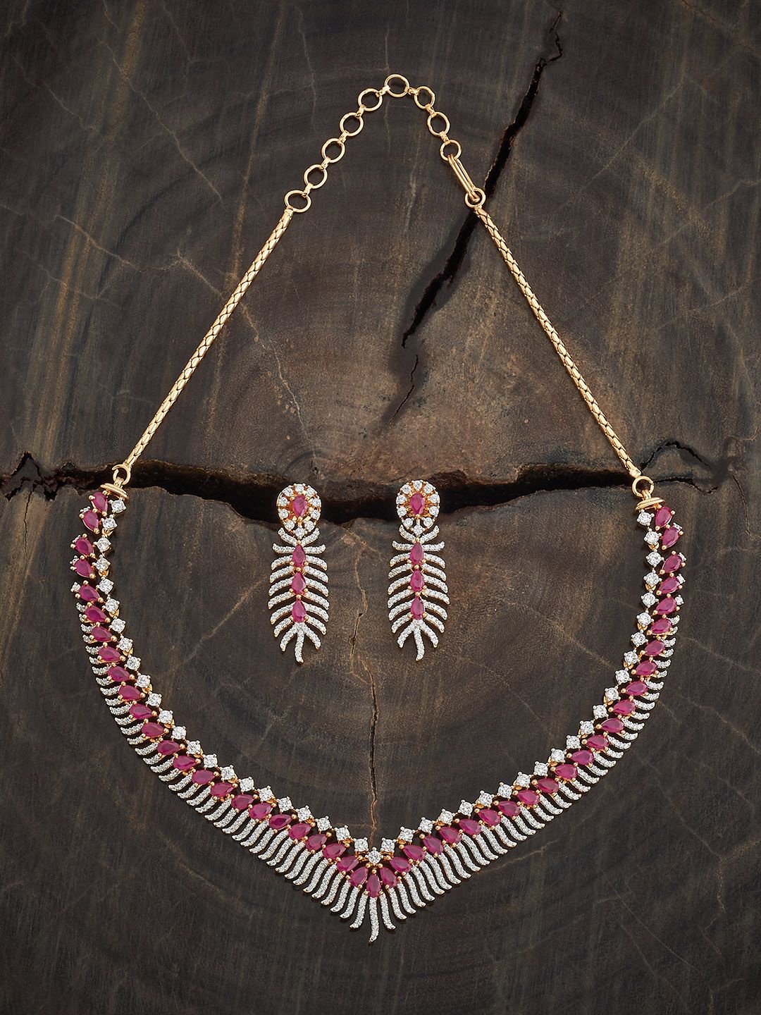

Kushal's Fashion Jewellery Gold-Plated Zircon & Ruby Studded Party Jewellery Set
