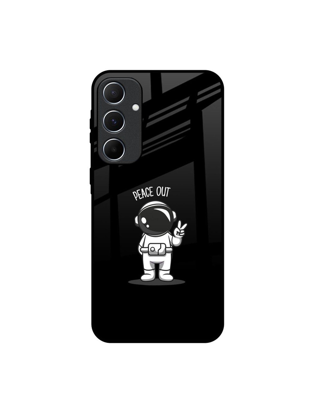 

QRIOH Peace Out Astro Real Samsung Galaxy A55 5G Impact Resistant Back Case, Black