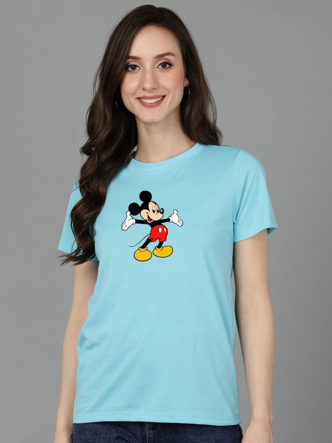 

Adyavastram Cartoon Printed Round Neck Cotton T-shirt, Blue