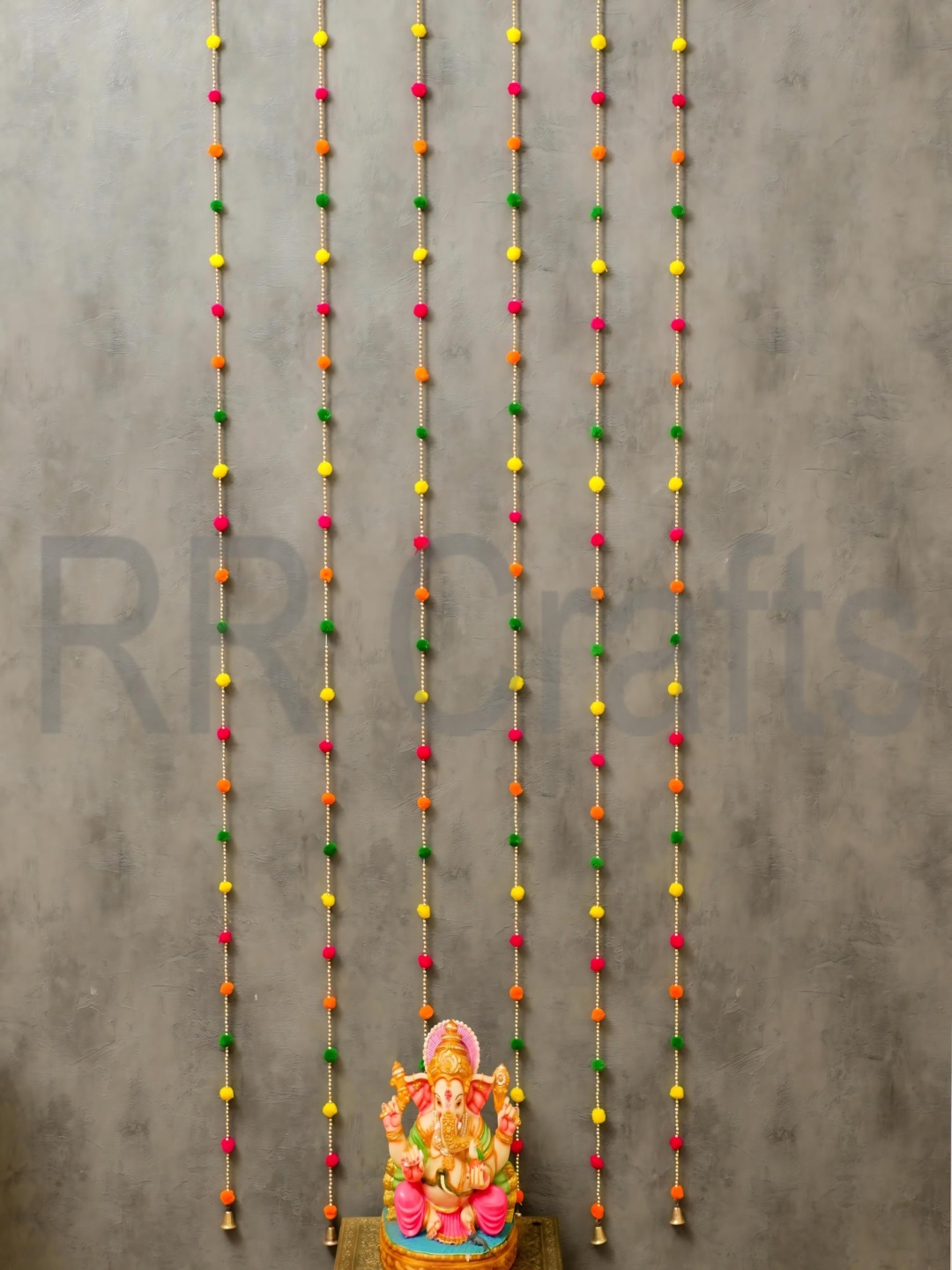 

RR Crafts Green & Yellow 10 Pieces Pom Pom Hangings Decor