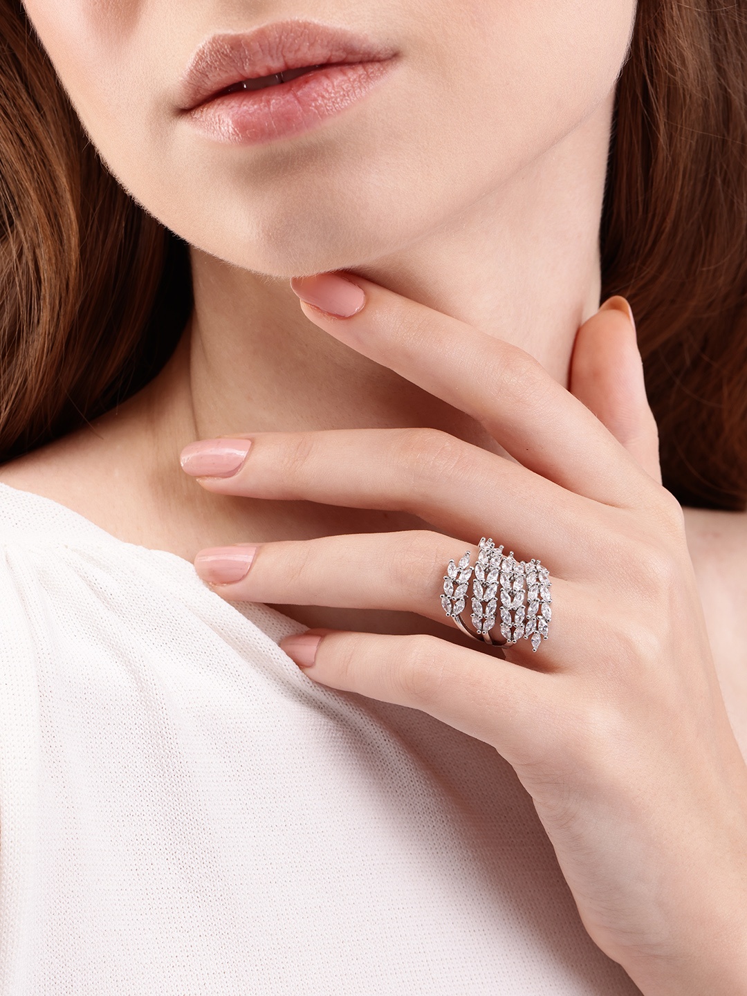 

DressBerry Stone Studed Finger Ring, Silver