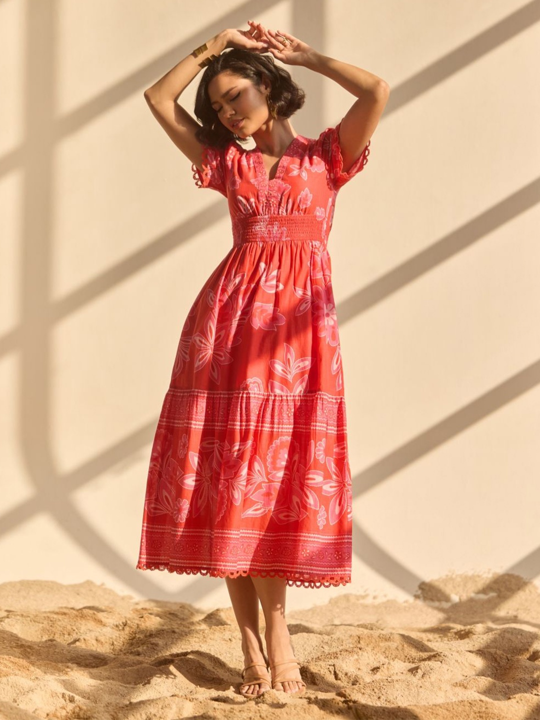 

Style Island Bohemian Print Bishop Sleeve Formal Fit & Flare Maxi Dress, Green