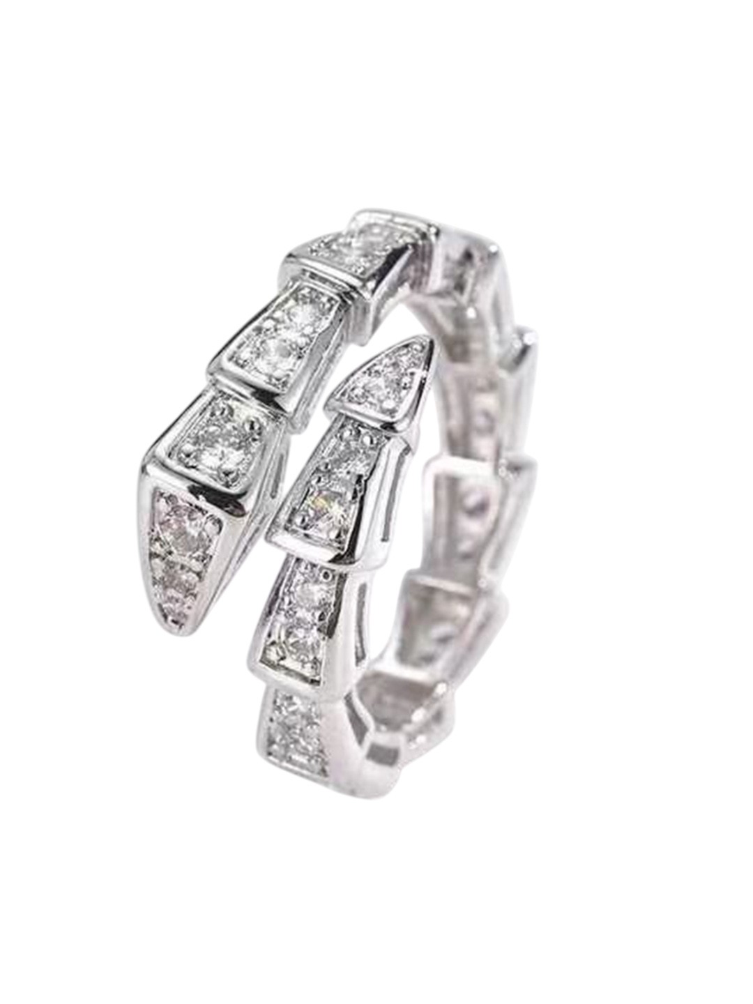 

Just Lil Things Stone Studded Adjustable Serpent Finger Ring, Silver