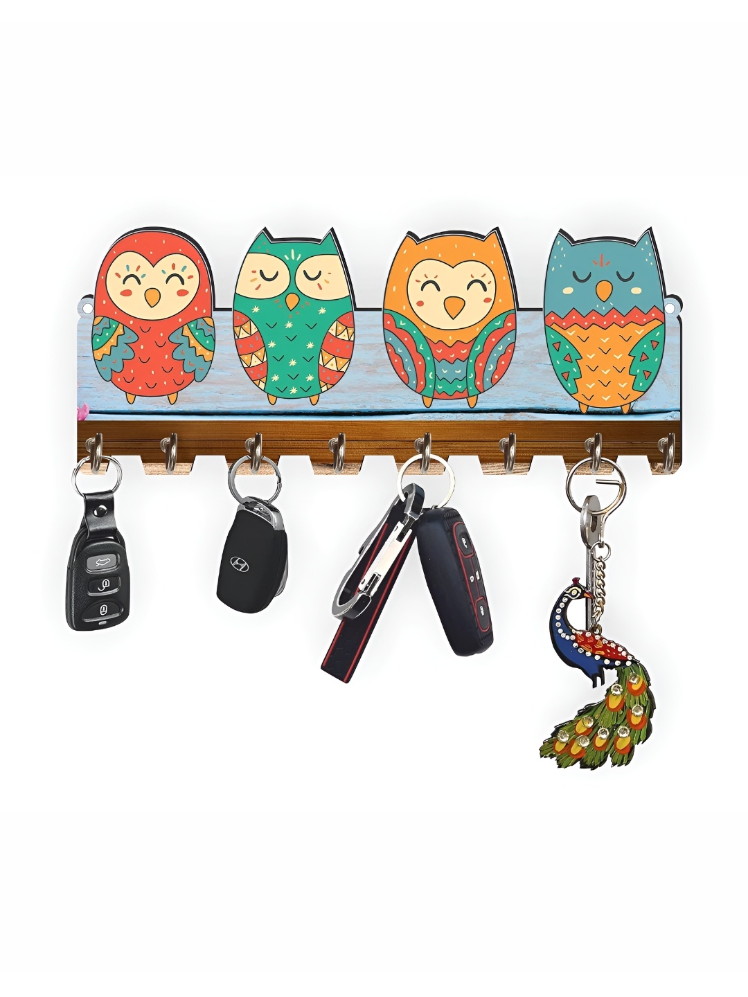 

Webelkart Blue & Yellow 8 Hooks Wall Mounted Key Holder