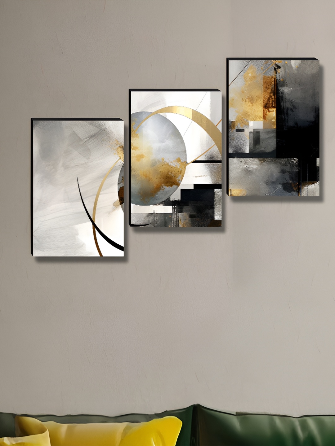 

Myntra Elegant Homes Black & White 3 Pieces Abstract Wall Arts