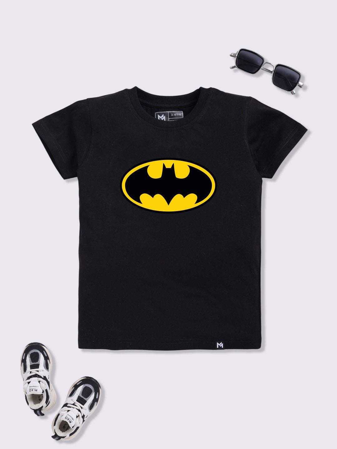 

YK X Minute Mirth Boys Batman Cotton Printed T-shirt, Black