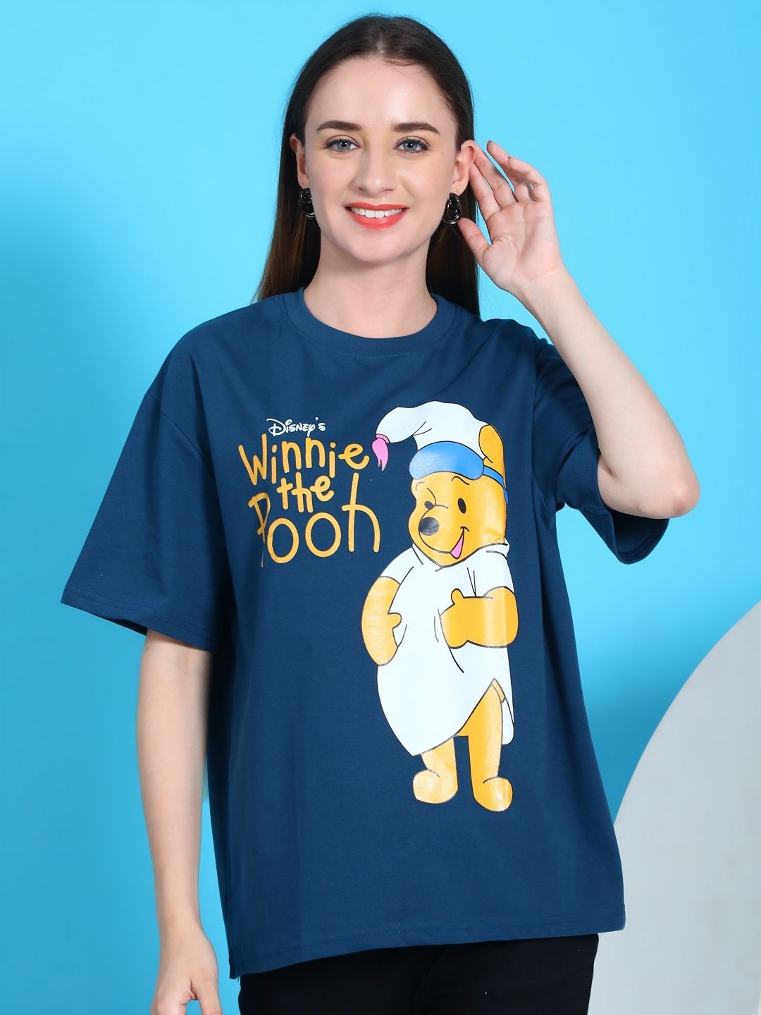 

Dreambe Typography Printed Drop-Shoulder Sleeves Pure Cotton Oversized T-shirt, Teal