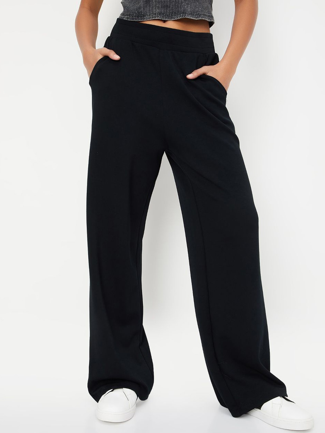 

max Women Relaxed Fit Track Pants, Black