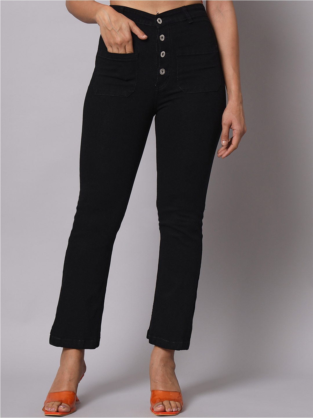 

Mast & Harbour Women High-Rise Cotton Stretchable Jeans, Black