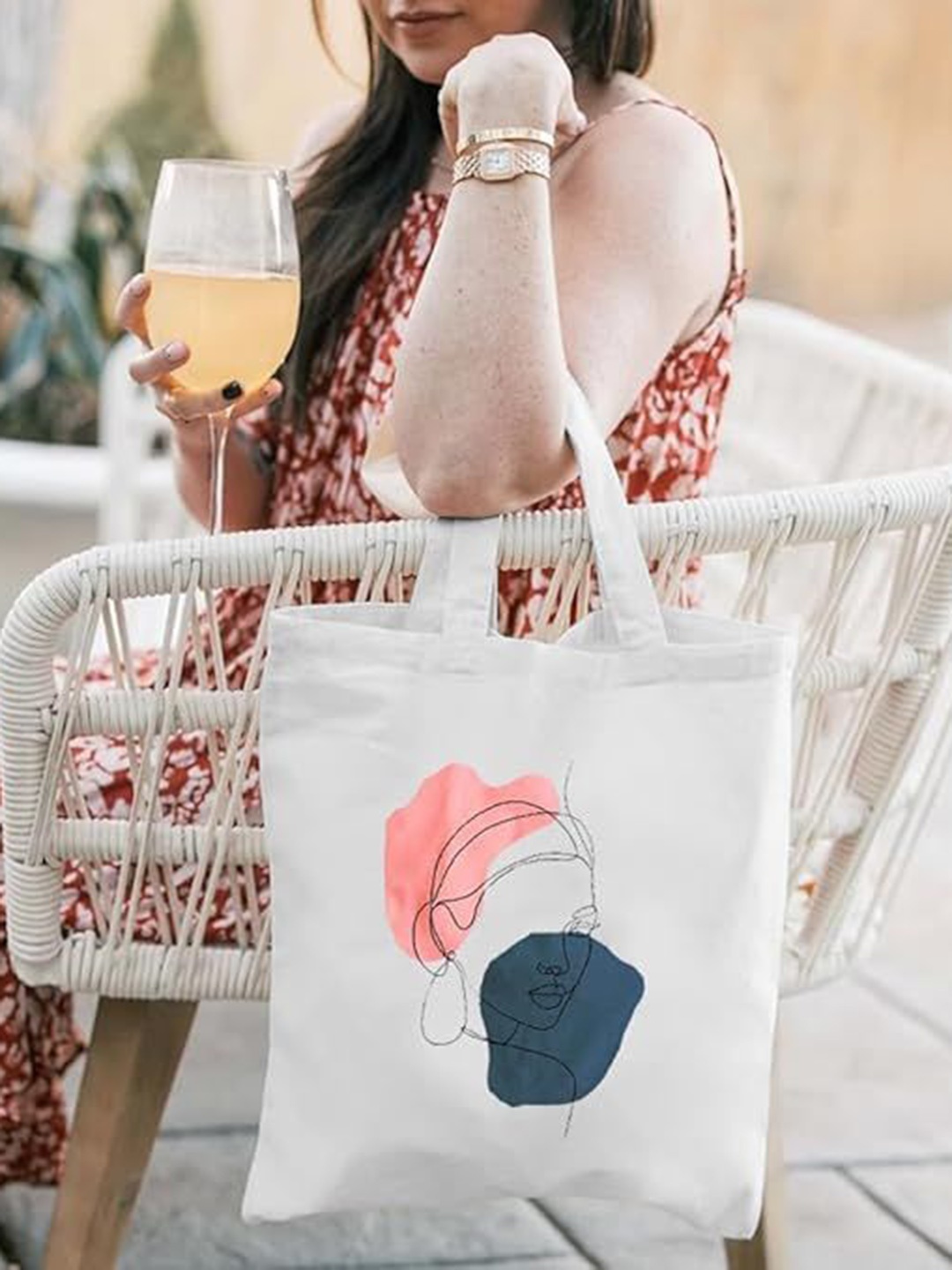 

CLAPCART Graphic Printed Swagger Pure Cotton Tote Bag, White