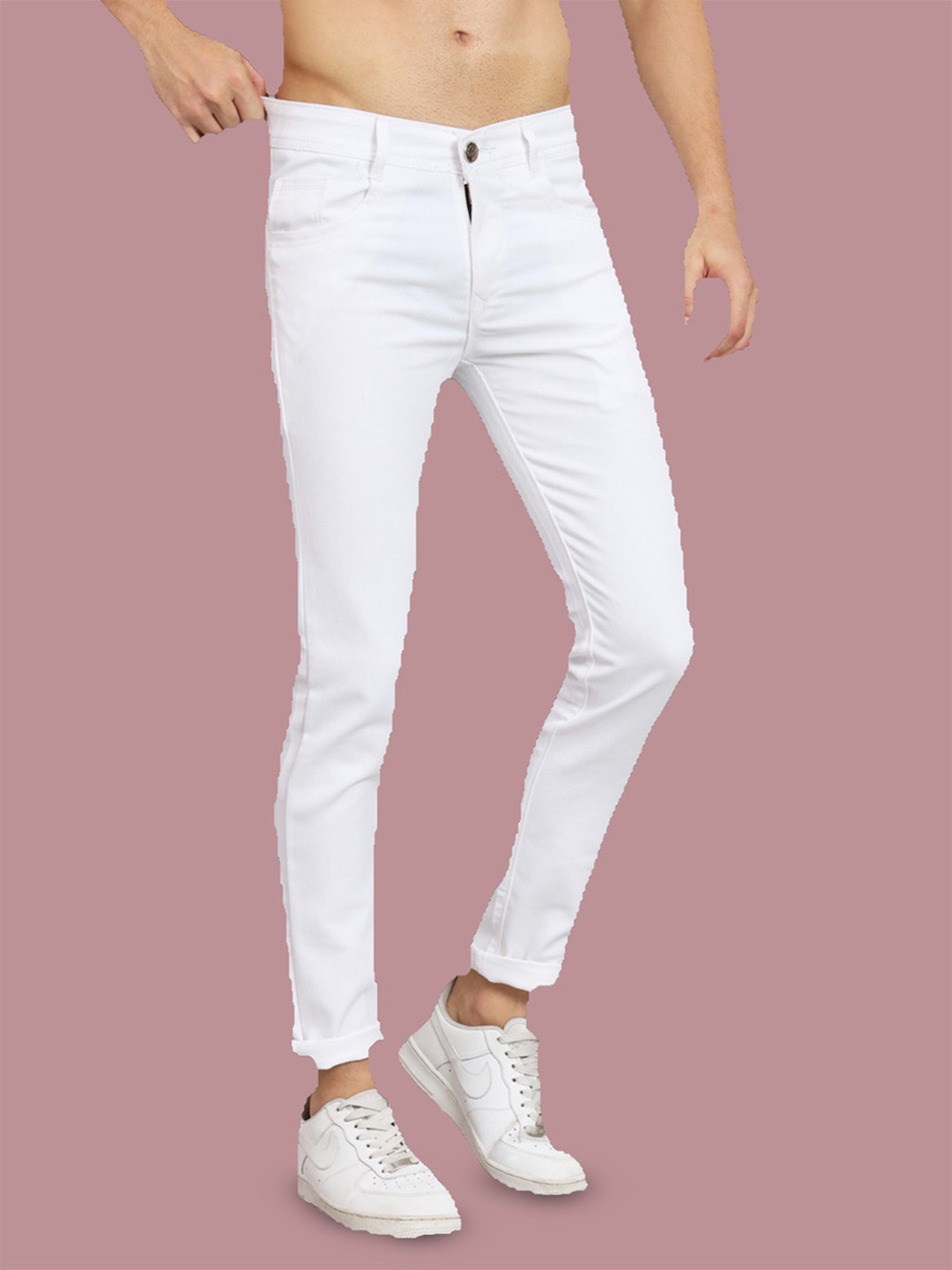 

COMFITS Men Classic Clean Look Mid-Rise Stretchable Jeans, White