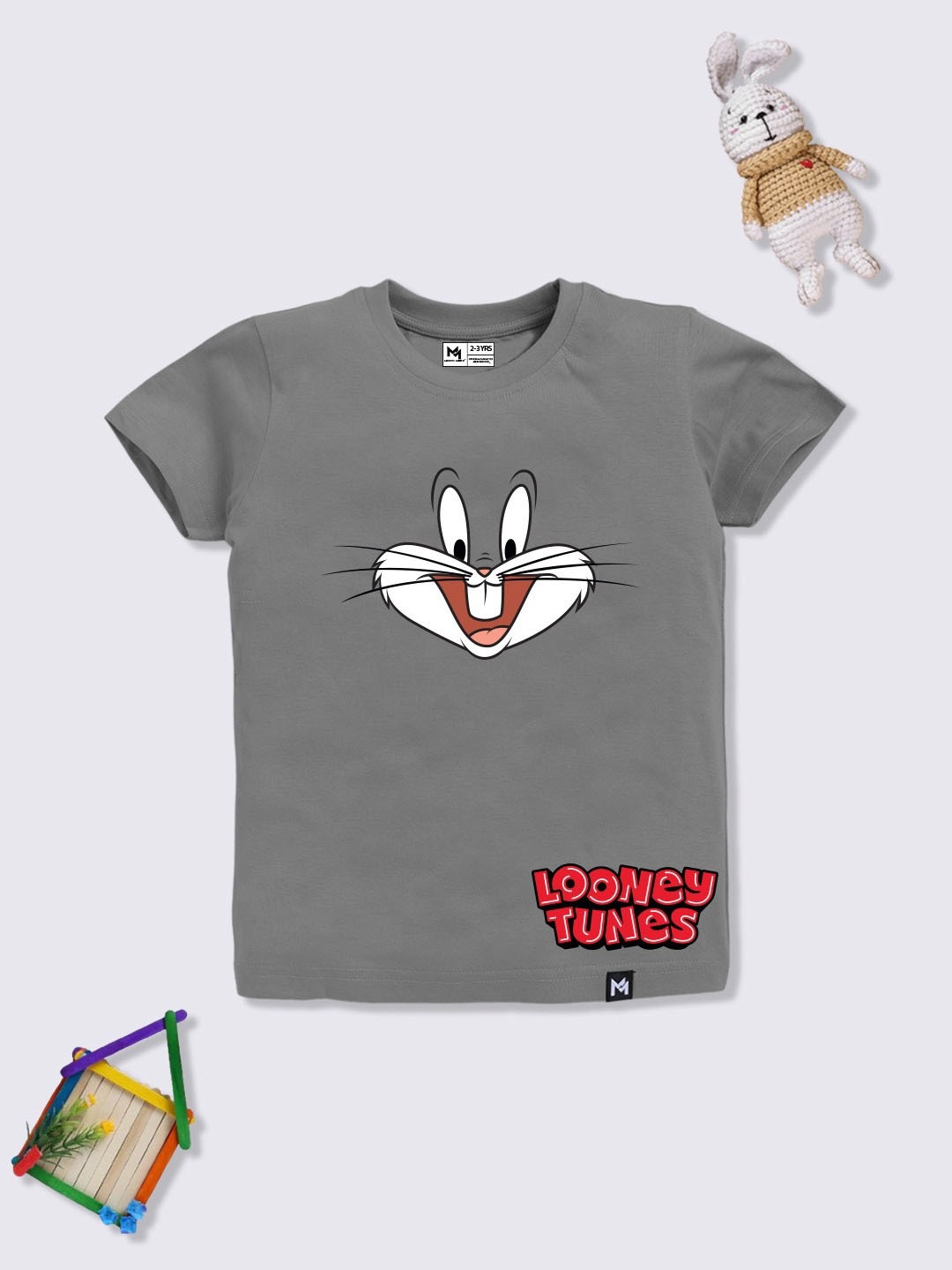 

YK X Minute Mirth Boys Looney Tunes Cotton Printed T-shirt, Charcoal