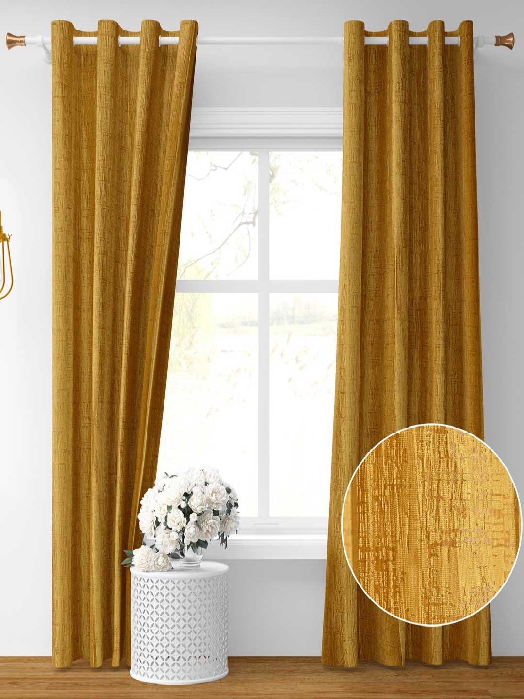

Galaxy Home Decor Yellow 2 Pieces Room Darkening Window Curtain