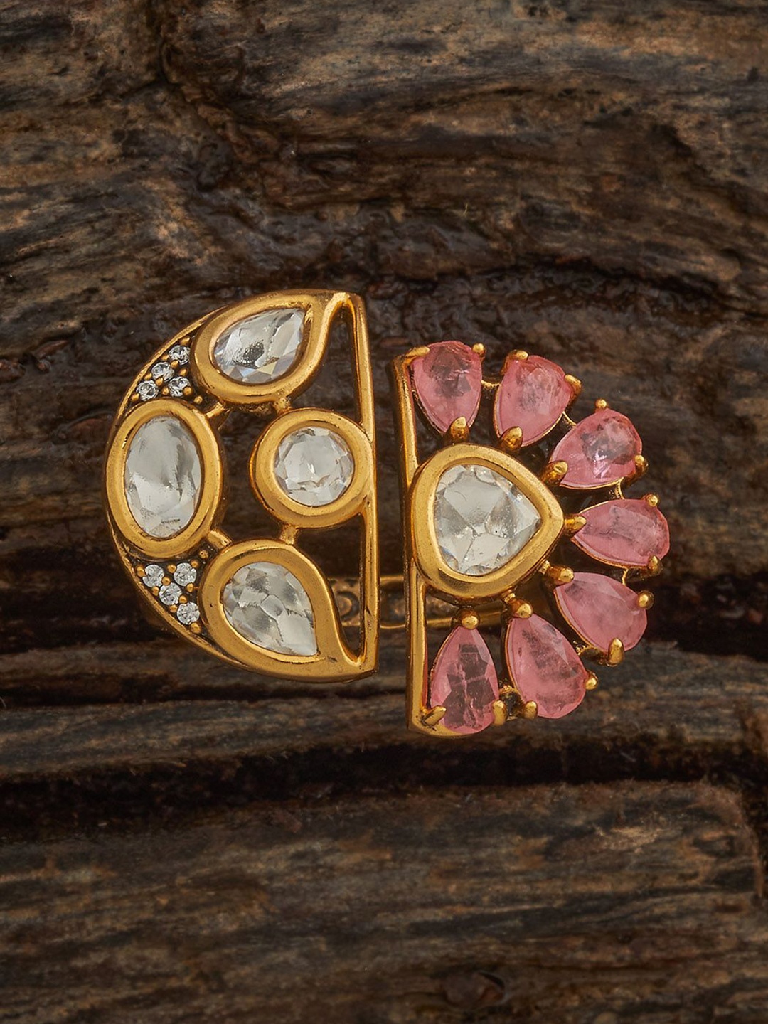 

Kushal's Fashion Jewellery Victorian-Plated Kundan Studded Finger Ring, Gold