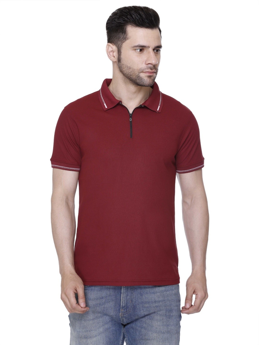 

Colors and Blends Polo Collar Cotton T-shirt, Maroon