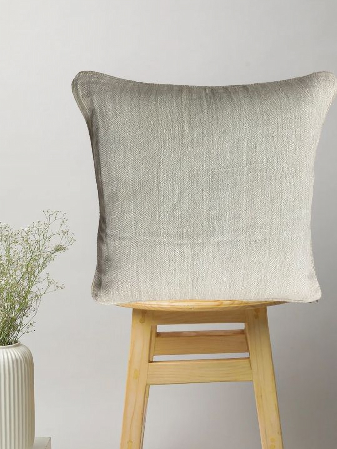 

SAJAVAT Beige Textured Cotton Square Cushion Cover