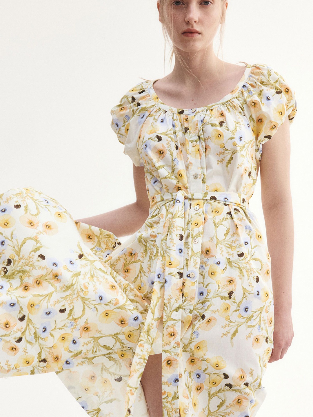 

H&M Women Tie-Belt Cotton Dress, White