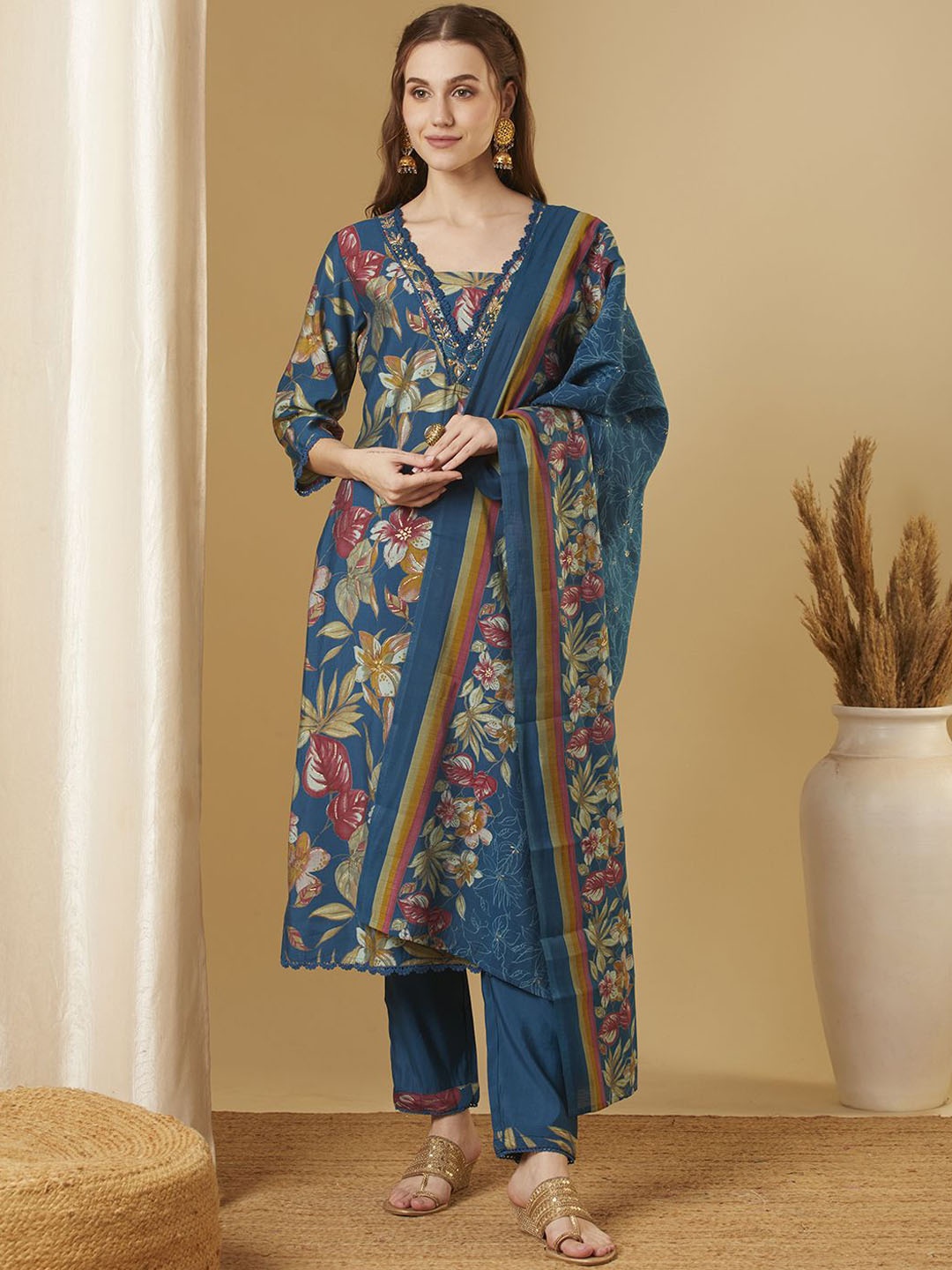 

FASHOR Women Kurta Sets, Teal
