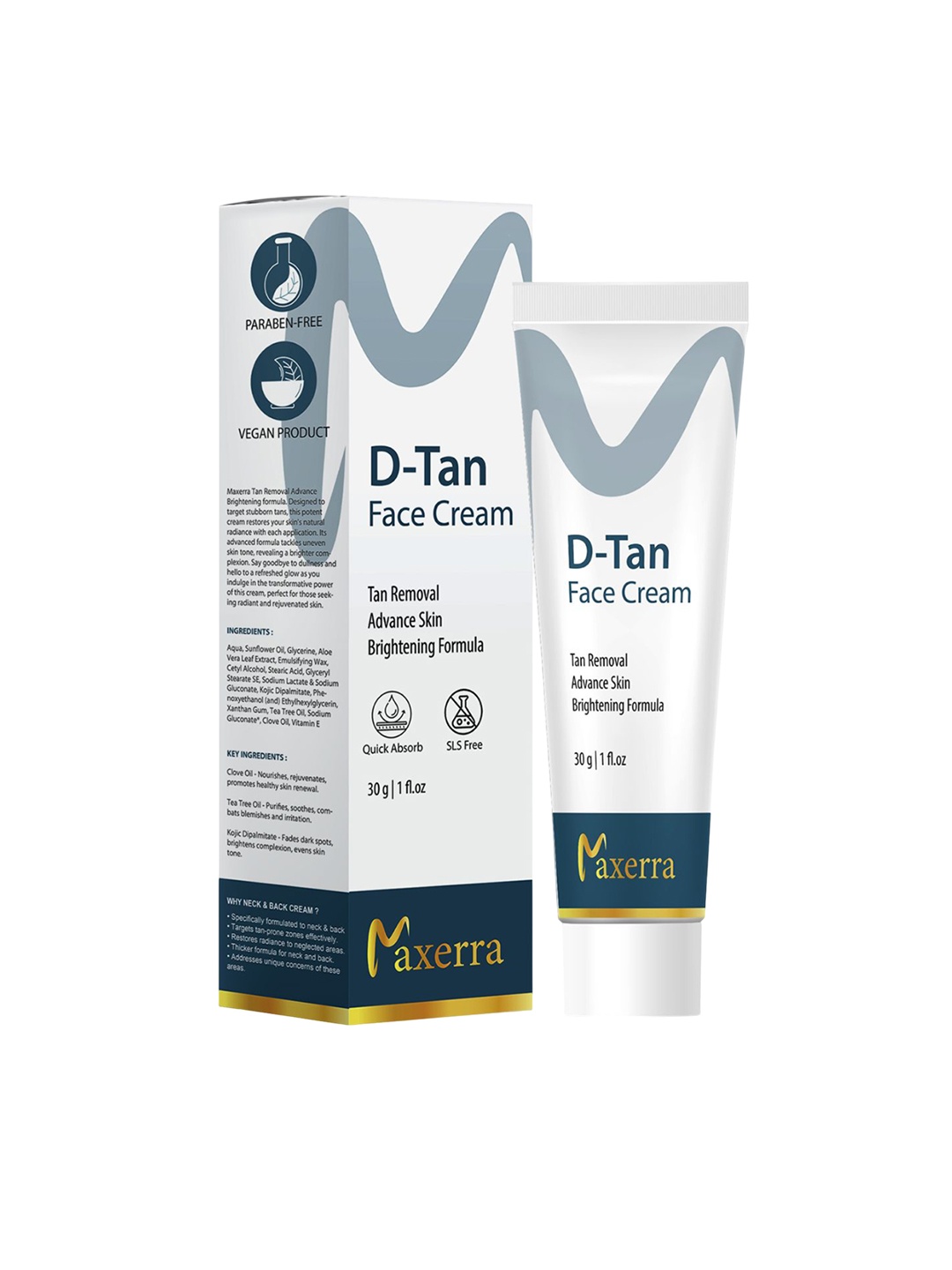 

Maxerra D-Tan Face Cream With Kojic Acid For Brightening - 30 g, White