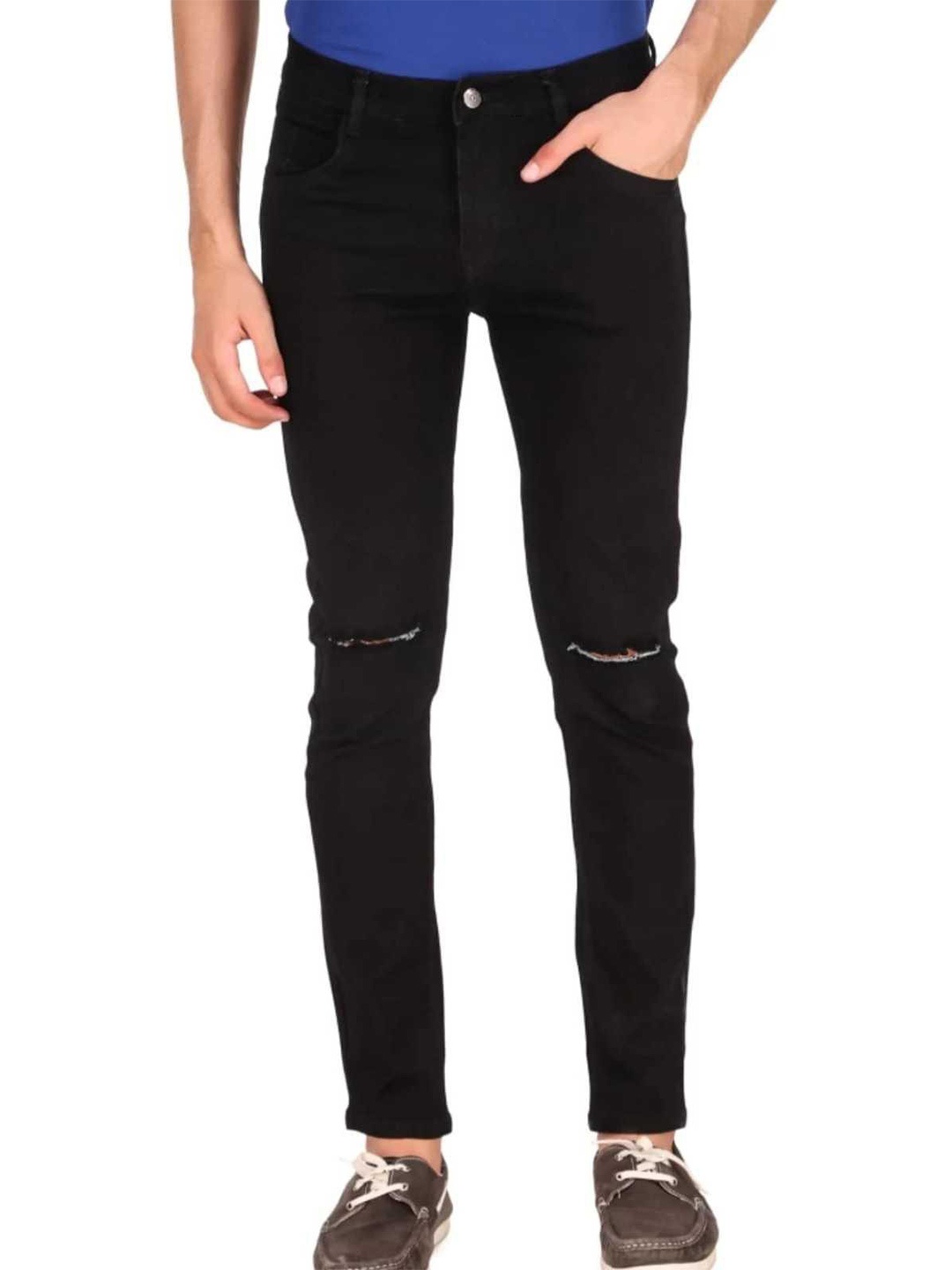 

COMFITS Men Classic Slash Knee Stretchable Jeans, Black