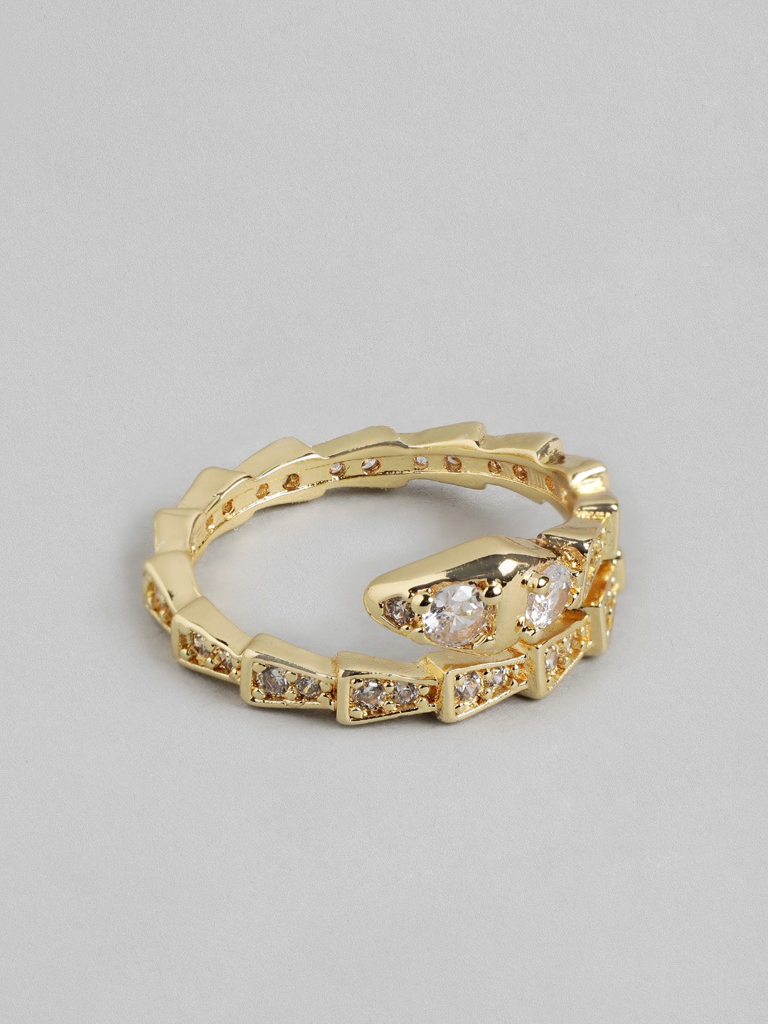 

DressBerry Women Stone-Studded Snake-Shaped Adjustable Finger Ring, Gold