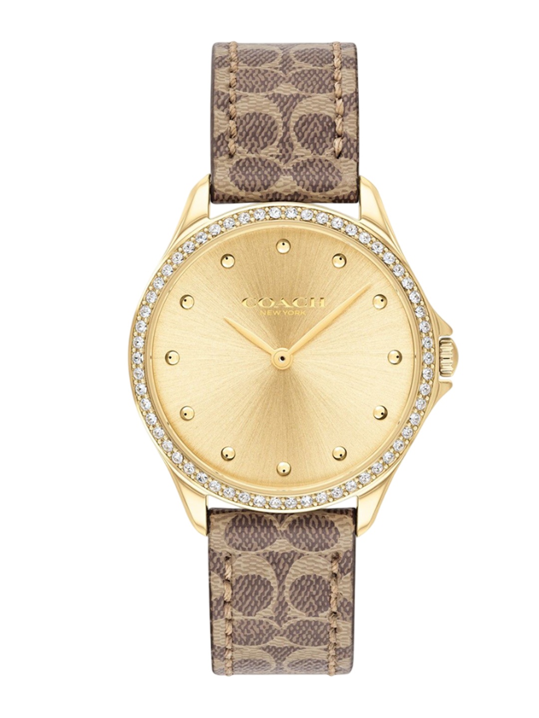 

Coach Women Dial & Leather Textured Straps Analogue Watch 14503218, Gold