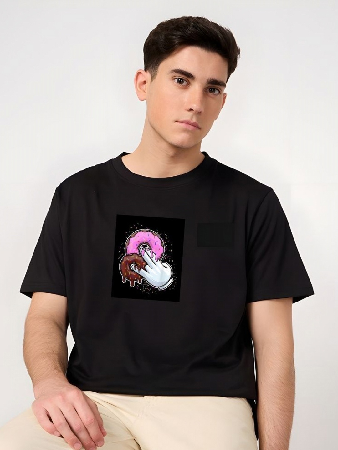 

SZN Men Graphic Printed Round Neck Cotton T-shirt, Black
