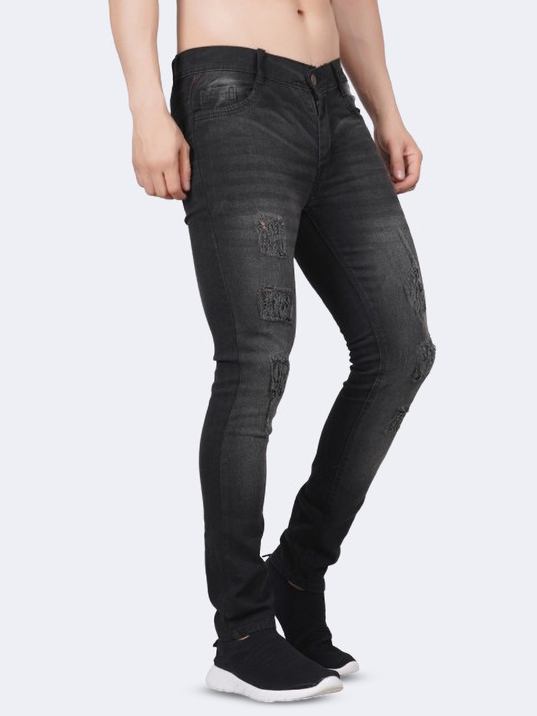 

COMFITS Men Classic Mildly Distressed Light Fade Stretchable Jeans, Grey