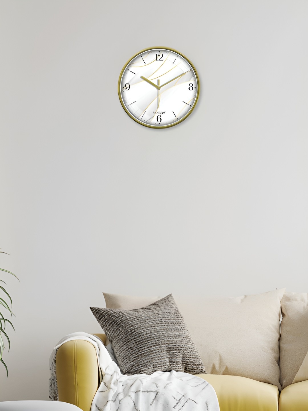 

RANDOM Yellow & White Printed Sweep Silent Stylish Round Contemporary Wall Clock