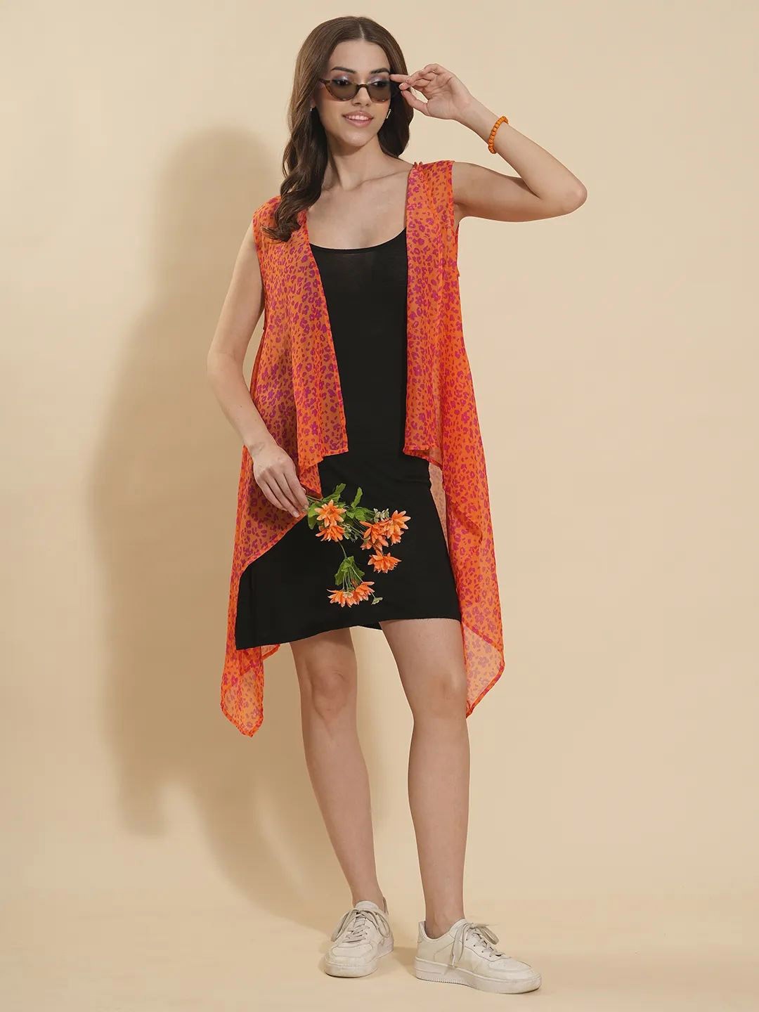 

all about you Abstract Printed Shrug, Orange