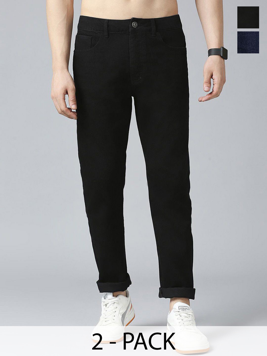 

CLUBROCKS Men Slash Knee Stretchable Jeans, Black