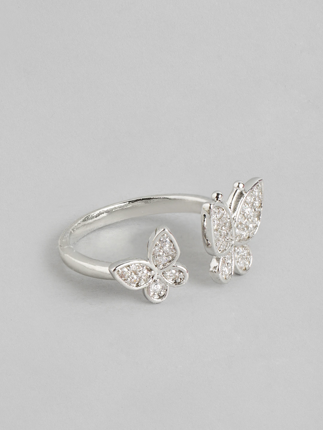 

DressBerry Women Stone-Studded Butterfly-Shaped Adjustable Finger Ring, Silver