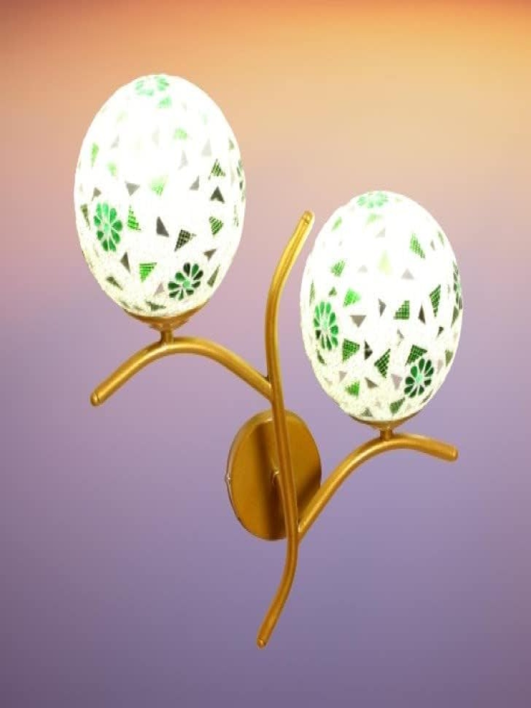 

KINIS Gold-Toned & White Printed Metal Traditional Abstract Shaped Shaped Wall Lamp