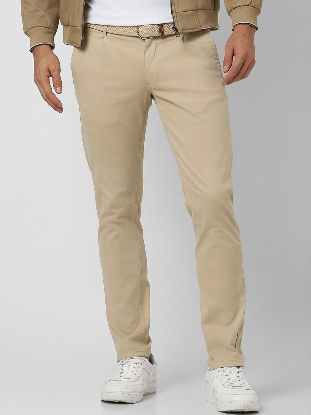 

V Dot Men Slim Fit Mid-Rise Jeans, Beige